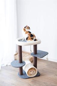 img 3 attached to 🐱 Premium PetPals Cat Tree: Gray Cat Tower with Tunnel and Toy Ball - Ultimate Activity Center for your Feline Companion