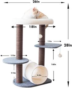 img 2 attached to 🐱 Premium PetPals Cat Tree: Gray Cat Tower with Tunnel and Toy Ball - Ultimate Activity Center for your Feline Companion