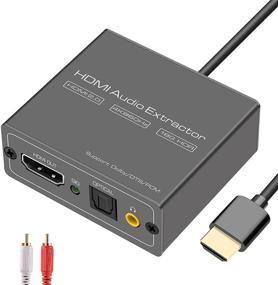 img 4 attached to 4K@60Hz HDMI Аудио Извлекатель Сплиттер Конвертер | HDMI в HDMI + Оптический + 3.5 мм AUX Аудио Адаптер | Поддерживает HDMI 2.0, HDR10, пропускную способность 18 Гбит/с, Dolby Digital/DTS, PCM.