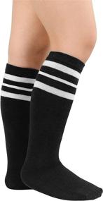 img 3 attached to Zando Kids Cotton Knee High Team Sport Socks with Three Stripes - Cute Tube Stocking for Boys and Girls Soccer Uniform