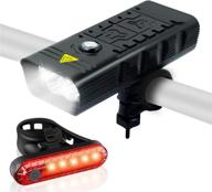 🚴 4000 lumens super bright bike lights - usb rechargeable front light with long-lasting battery - 7+ hours riding time - five leds & four light modes - free taillight - fits all bicycles logo