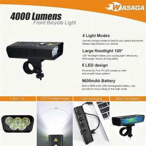 img 2 attached to 🚴 4000 Lumens Super Bright Bike Lights - USB Rechargeable Front Light with Long-lasting Battery - 7+ Hours Riding Time - Five LEDs & Four Light Modes - Free Taillight - Fits All Bicycles