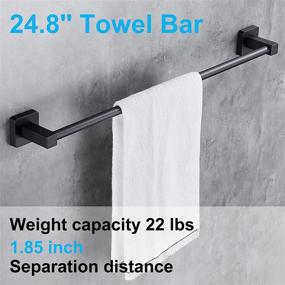 img 3 attached to 🛁 Hoomtaook 4-Piece Black Bathroom Hardware Set - Hand Towel Bar, Towel Ring, Toilet Paper Holder, Robe Clothes Hook - Stainless Steel Towel Rack, Wall Mounted - 24 inch - Bathroom Accessories Kit