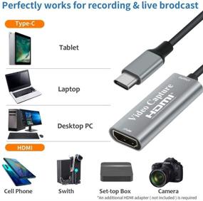 img 2 attached to 📹 4K HDMI к 1080P USB C видеозахватная карта с адаптером USB C - идеально подходит для игр, стриминга и записи ТВ на Windows, Mac OS - совместима с PS4, Switch, Xbox.