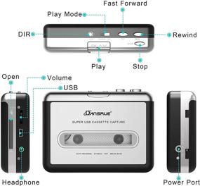 img 3 attached to 📼 Усовершенствованный кассетный конвертер в MP3: USB кассетный плеер для преобразования лент в MP3, цифровые файлы для ноутбука/ПК и Mac с наушниками, использующими передовую технологию - Серебряный z53+