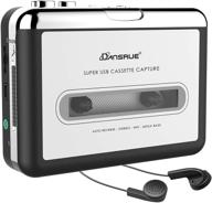 📼 enhanced cassette to mp3 converter: usb cassette player for tapes to mp3 conversion, digital files for laptop/pc and mac with headphones utilizing advanced technology - silver z53+ logo