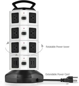 img 3 attached to Башенная сетевая полоса TNP с защитой от перенапряжения и портами USB - 14 розеток + 4 USB-портовая зарядная станция настольной сетевой полосы с адаптером питания.