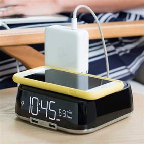 img 2 attached to Brandstand CubieTrio: User-Friendly Charging Alarm Clock with Qi Wireless Charger, 2 USB Ports, and 2 Tamper-Resistant Sockets