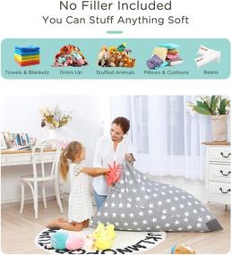 img 3 attached to 🧸 The Ultimate Stuffed Animal Storage Bean Bag Chair Cover: Premium Cotton Canvas, Extra Large Grey Star Design, Toy Organizer & Floor Lounger for Kids and Adults (Stuffing not included)