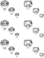 💎 hoeudjo 18pcs 14g grade 23 titanium dermal anchor tops with internally threaded clear gem for women and men - mixsize top 2mm/3mm/4mm logo