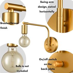 img 2 attached to 🔌 DANSEER Edison Brass Wall Sconces: Set of Two Sconce Plug in with Switch and Swing Arm - Premium Lighting Fixtures