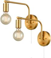 🔌 danseer edison brass wall sconces: set of two sconce plug in with switch and swing arm - premium lighting fixtures логотип