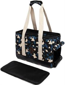 img 3 attached to 🐾 Stylish BETOP HOUSE Oxford Cloth Pet Dog Cat Carrier Travel Bag with Geometry Pattern - Durable and Convenient