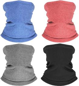 img 4 attached to Multipurpose 4-Piece Kids Neck Warmer: winter Protective Face Covering Scarf for Skiing, Hiking, and Cycling