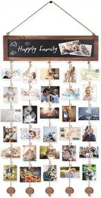 img 4 attached to 🖼️ Bikoney Collage Picture Frames: Wood Rustic Wall Decor with Blackboard, 30 Clips, and Christmas Theme