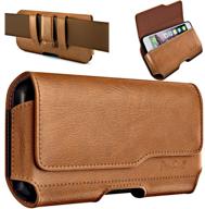 📱 de-bin cell phone holster: stylish belt case for samsung galaxy s20 fe, s10+, s9+, s8+ plus, a20 a30 a50 a51 - brown logo