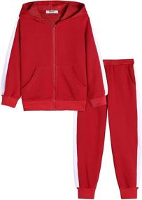 img 2 attached to Boyoo Girls Tracksuit Set - Zip-up Hooded Sweatshirt and Jogger Sweatpant Outfits for 5-13 Years