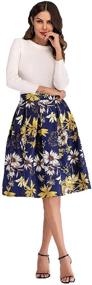 img 4 attached to 🌸 Alinfu Women's Floral Jacquard Pleated A-Line Midi Skirt with High Waist