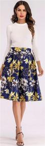 img 3 attached to 🌸 Alinfu Women's Floral Jacquard Pleated A-Line Midi Skirt with High Waist