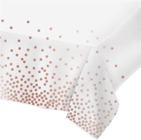 img 2 attached to 4-Pack Rose Gold Plastic Tablecloth for Rectangle Tables - Disposable Party Table Cloths with Dot Confetti Design - Ideal for Thanksgiving, Christmas, Wedding, Bridal Shower