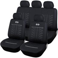 autofan audel universal full set fabric car seat covers - embossed cloth seat protectors (airbag compatible & anti-slip) logo