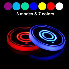 img 4 attached to Lipctine LED Car Cup Holder Lights Mats Pad Colorful Lamps RGB Drink Coaster Accessories Interior Decoration Atmosphere Lamps Fit For Car Truck SUV Vehicle
