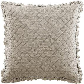 img 3 attached to Brielle Home Ravi Stone Washed Linen Euro Sham with Quilted Diamond Stitching - European Size