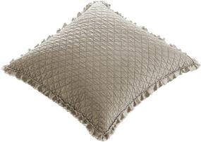 img 2 attached to Brielle Home Ravi Stone Washed Linen Euro Sham with Quilted Diamond Stitching - European Size