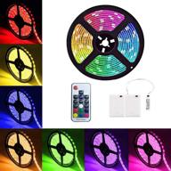 🌈 16.4ft rgb led strip light battery powered: waterproof, rainbow effect color changing rope lighting with rf remote controller - perfect for indoor outdoor decoration, tv backlighting, and dimmable логотип