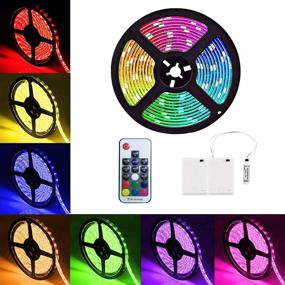 img 4 attached to 🌈 16.4FT RGB LED Strip Light Battery Powered: Waterproof, Rainbow Effect Color Changing Rope Lighting with RF Remote Controller - Perfect for Indoor Outdoor Decoration, TV Backlighting, and Dimmable