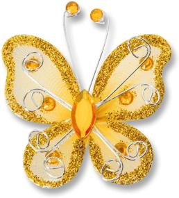 img 2 attached to 🦋 40-Pack Organza Butterflies: 2" Fabric Butterflies with Glittery Nylon Wings - Perfect for Wedding Decoration, Table Scatter, Scrapbooking, Crafts, and Card-Making (Gold)