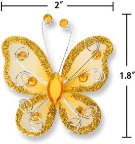 img 1 attached to 🦋 40-Pack Organza Butterflies: 2" Fabric Butterflies with Glittery Nylon Wings - Perfect for Wedding Decoration, Table Scatter, Scrapbooking, Crafts, and Card-Making (Gold)