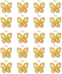 img 3 attached to 🦋 40-Pack Organza Butterflies: 2" Fabric Butterflies with Glittery Nylon Wings - Perfect for Wedding Decoration, Table Scatter, Scrapbooking, Crafts, and Card-Making (Gold)