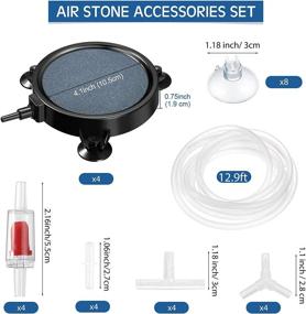 img 3 attached to 🌱 Complete Mudder 30 Piece 4 Inch Air Stone Disc Kit Set - Hydroponic Growing System Accessories with Air Stone Bubble Diffusers, Airline Tube, Control Valve, Check Valves, Suction Cups, and Air Pump