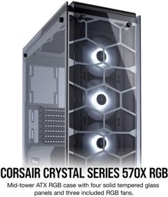 img 3 attached to 💎 Корпус Corsair CRYSTAL 570X RGB Mid-Tower - белый: закаленное стекло, 3 RGB вентилятора