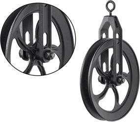 img 1 attached to Set of 2 Frosty Black Vintage Rustic Industrial Medium Wheel Farm Pulley Wall Pendant Lamps for Customization