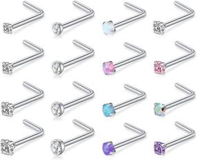 img 2 attached to 👃 D.Bella 18G CZ Nose Rings Studs Set - Surgical Stainless Steel L Shaped Nose Studs in Silver for Women, Ideal for Nose Nostrial Piercing Jewelry, Sizes 1.5mm, 2mm, 2.5mm, 3mm