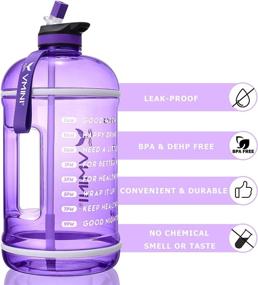 img 1 attached to 💧 Stay Hydrated and Motivated with Vmini Water Bottle: 1 Gallon with Time Marker | Leakproof and Reusable | Perfect for Gym, Sports, and Outdoor Activities | Large Capacity (128 oz, Purple)