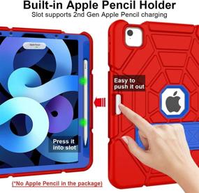 img 2 attached to Grifobes Kids iPad Air 4 Case, 10.9-inch iPad 2020 Heavy Duty Shockproof Rugged Cover with Built-in Apple Pencil Holder - Red, Blue, Blue