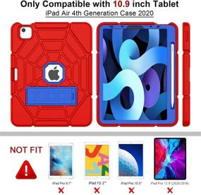 img 3 attached to Grifobes Kids iPad Air 4 Case, 10.9-inch iPad 2020 Heavy Duty Shockproof Rugged Cover with Built-in Apple Pencil Holder - Red, Blue, Blue