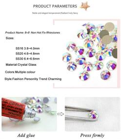 img 3 attached to UPRIVER GALLERY Crystal AB Rhinestones: 288PCS of Non Hotfix AB Crystals for Craft, Nail Art & Flatback SS30 Design