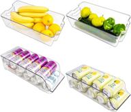 🥫 puricon 4-pack clear plastic kitchen organizer: food storage bins and soda can organizer for refrigerator, fridge, pantry, freeze, cabinets, countertops ─ bpa-free fridge organizer логотип