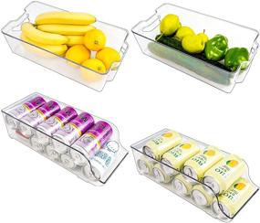 img 4 attached to 🥫 Puricon 4-Pack Clear Plastic Kitchen Organizer: Food Storage Bins and Soda Can Organizer for Refrigerator, Fridge, Pantry, Freeze, Cabinets, Countertops ─ BPA-Free Fridge Organizer