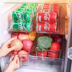 img 2 attached to 🥫 Puricon 4-Pack Clear Plastic Kitchen Organizer: Food Storage Bins and Soda Can Organizer for Refrigerator, Fridge, Pantry, Freeze, Cabinets, Countertops ─ BPA-Free Fridge Organizer