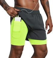 🩳 lulucleaf men's 2 in 1 workout running shorts 5" lightweight training yoga sports short with smartphone pocket логотип