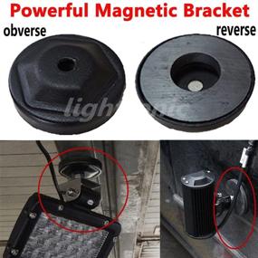 img 2 attached to 💪 3-inch Round Ultra Strong Power Magnet Base for LED Offroad Light/Work Light/Light Bar Mount on Steel Surface of Trucks & SUV - Universal Fit, Includes Rubber Pad to Prevent Scratches - 1 Pack
