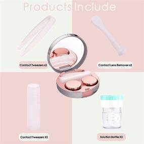 img 3 attached to 👁️ TreaHome 2-Pack Leak-Proof Contact Lens Case for Travel, with Cleaner Washer Holder, Tweezers, Remover Tool, and Solution Bottle - Perfect for Outdoor and Daily Use (Rose Gold)