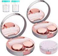 👁️ treahome 2-pack leak-proof contact lens case for travel, with cleaner washer holder, tweezers, remover tool, and solution bottle - perfect for outdoor and daily use (rose gold) logo