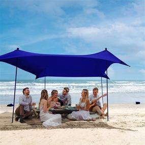 img 1 attached to 🏖️ Bessport Beach Tent Sun Shelter 10x10FT - UPF50+ UV Protection, Aluminum Poles, Ground Pegs: Ideal for Beach, Camping, Fishing, and Park Activities