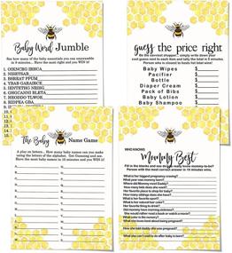 img 4 attached to 🐝 Bumblebee Baby Shower Game Bundle: Fun-filled Activities for 25 Guests - Who Knows Mommy Best, Word Scramble, Baby Name Game, Guess the Price Set - Mama to Bee Gender Reveal Yellow (5x7 Cards) by Paper Clever Party